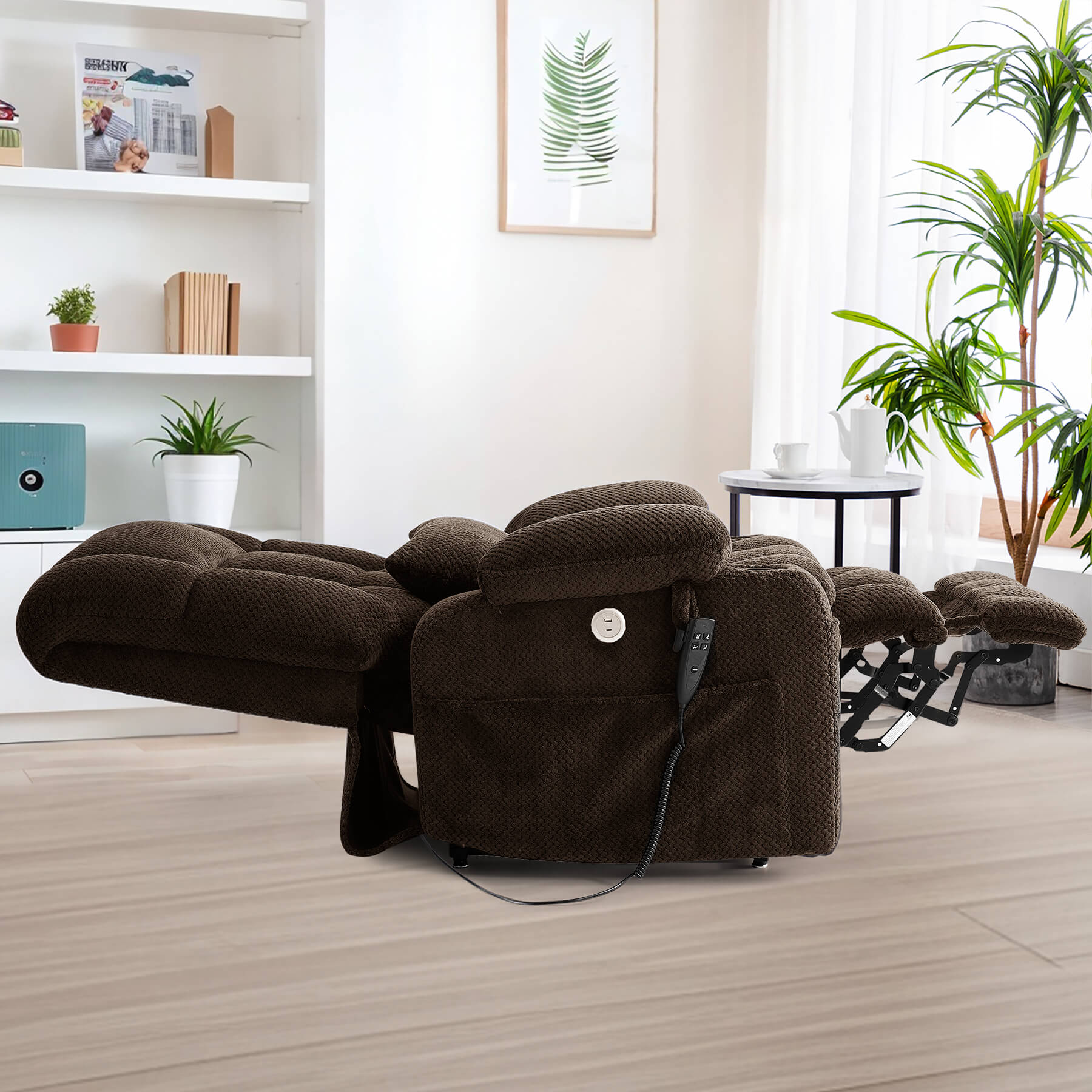 Oversized Infinite Position Power Lift Recliner Chair with Massage & Heat, 27.8" Extra Wide Seat, with Cup Holders, One-Touch Reset, Fabric - Image 39