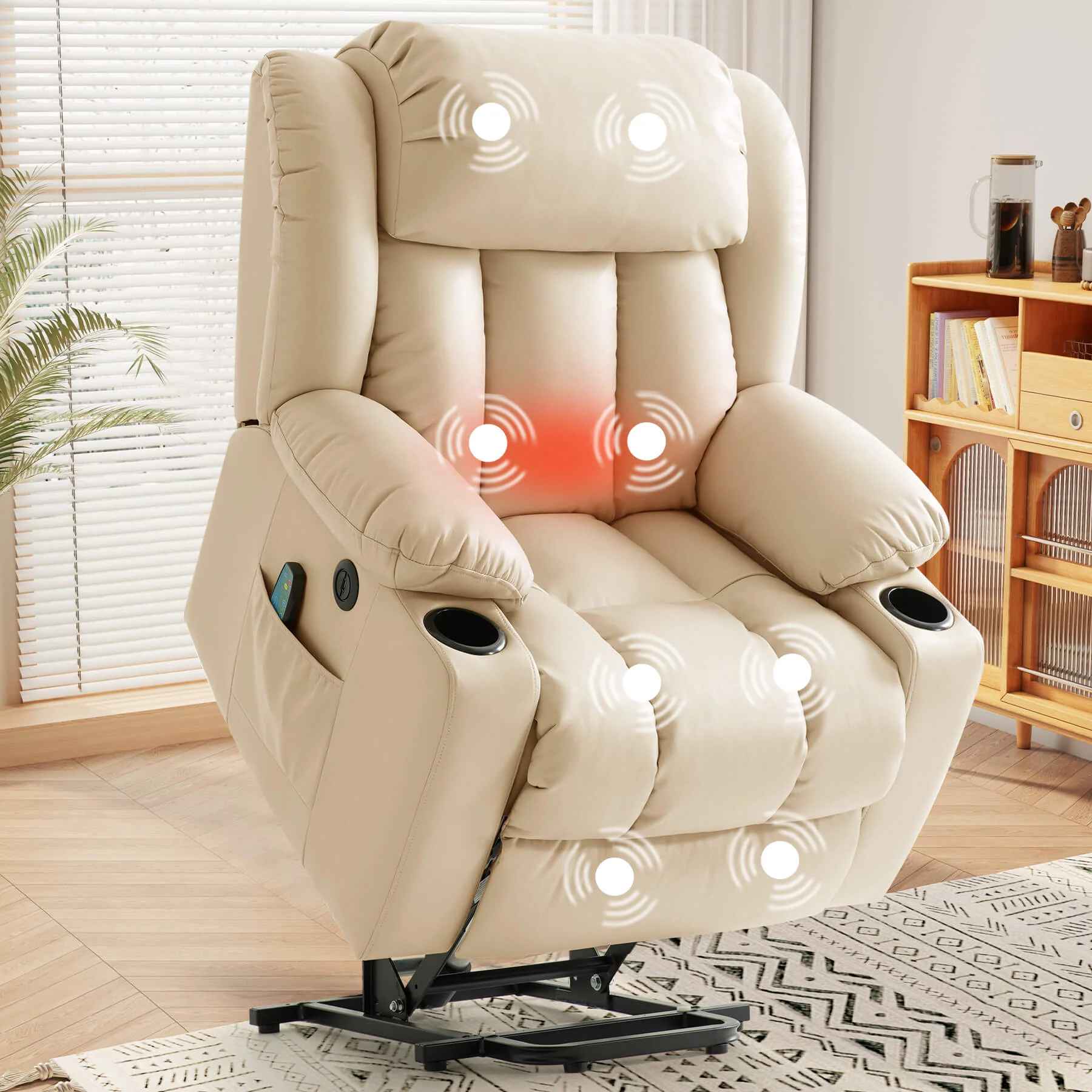 Luxury Power Lift Recliner Chair with Vibration Massage and Heating, with Cup Holders - Image 24