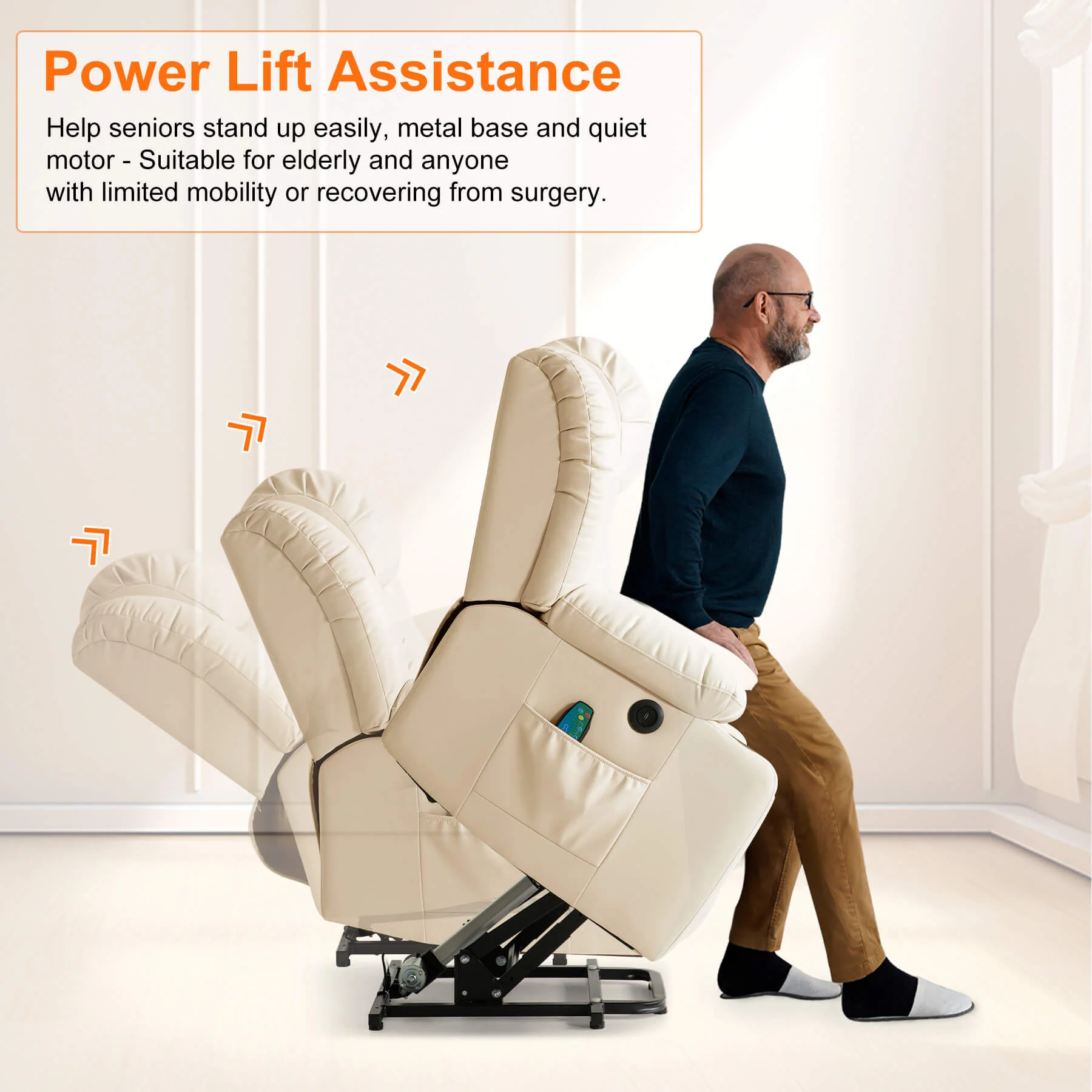 Luxury Power Lift Recliner Chair with Vibration Massage and Heating, with Cup Holders - Image 25