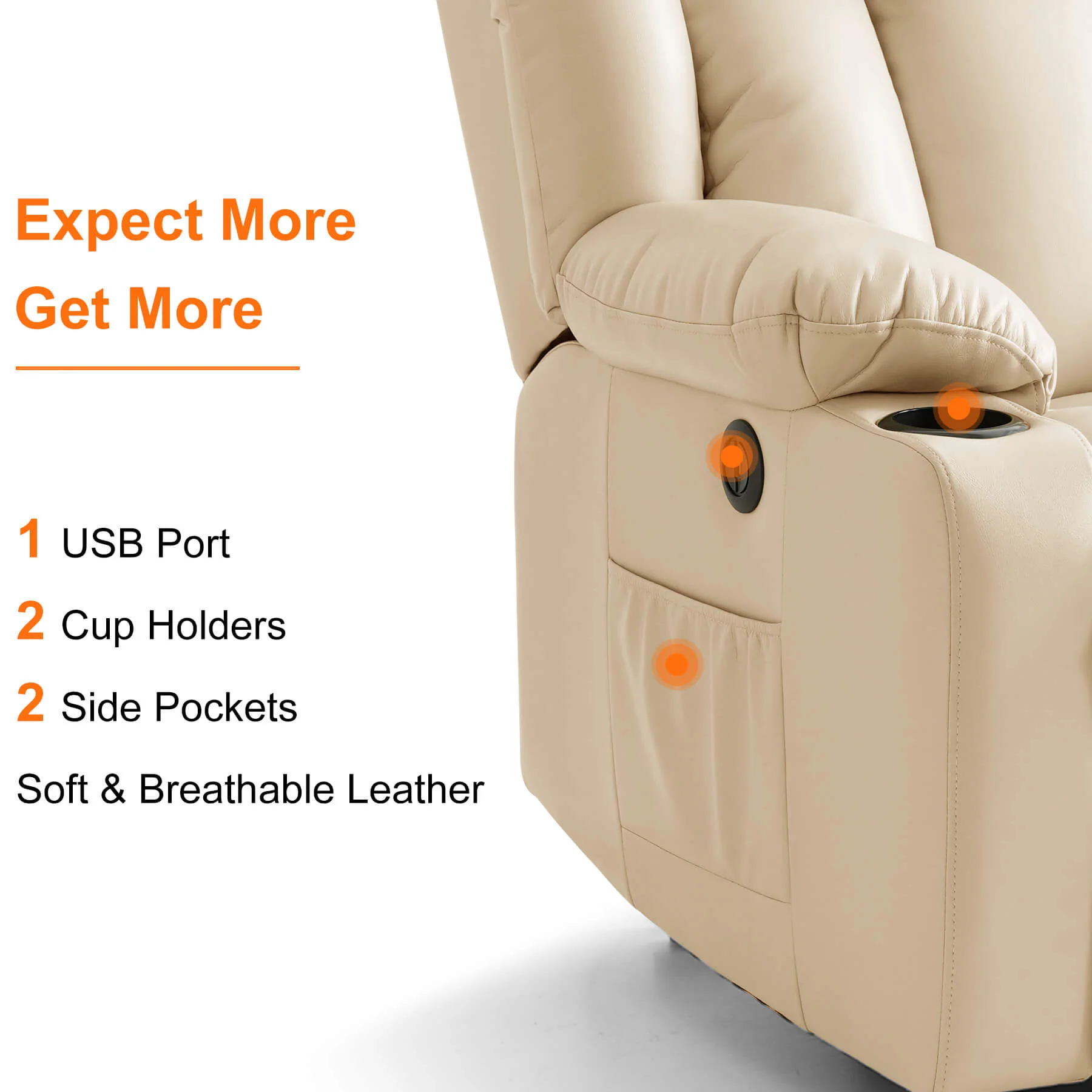 Luxury Power Lift Recliner Chair with Vibration Massage and Heating, with Cup Holders - Image 30