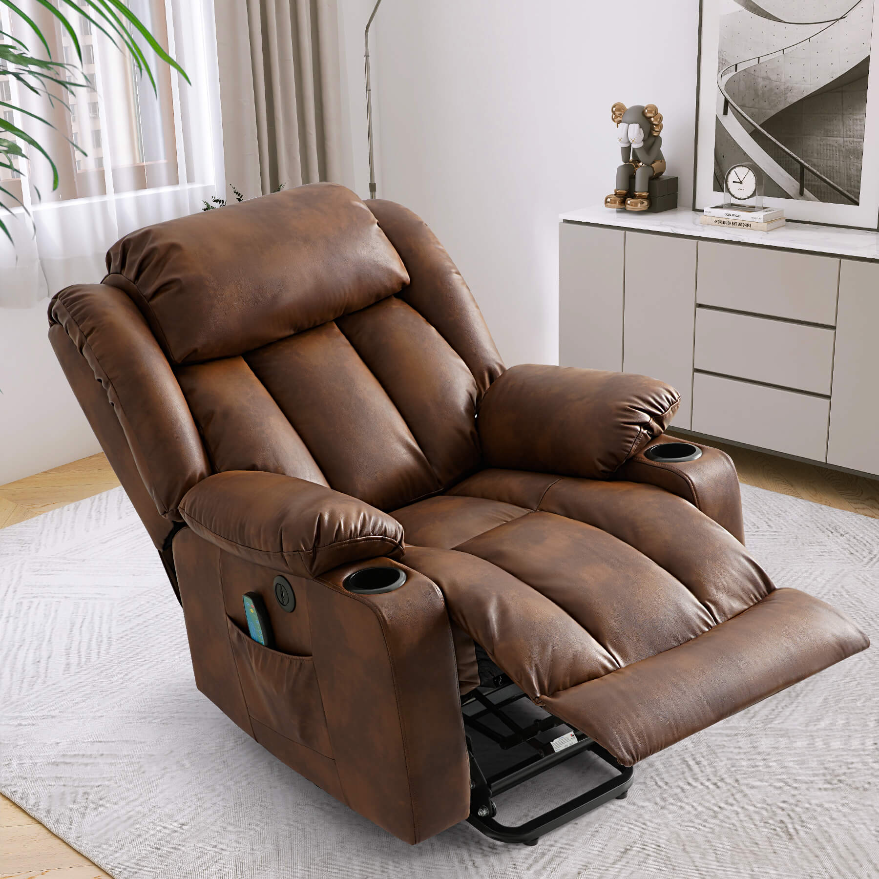 Luxury Power Lift Recliner Chair with Vibration Massage and Heating, Ochre - Image 11