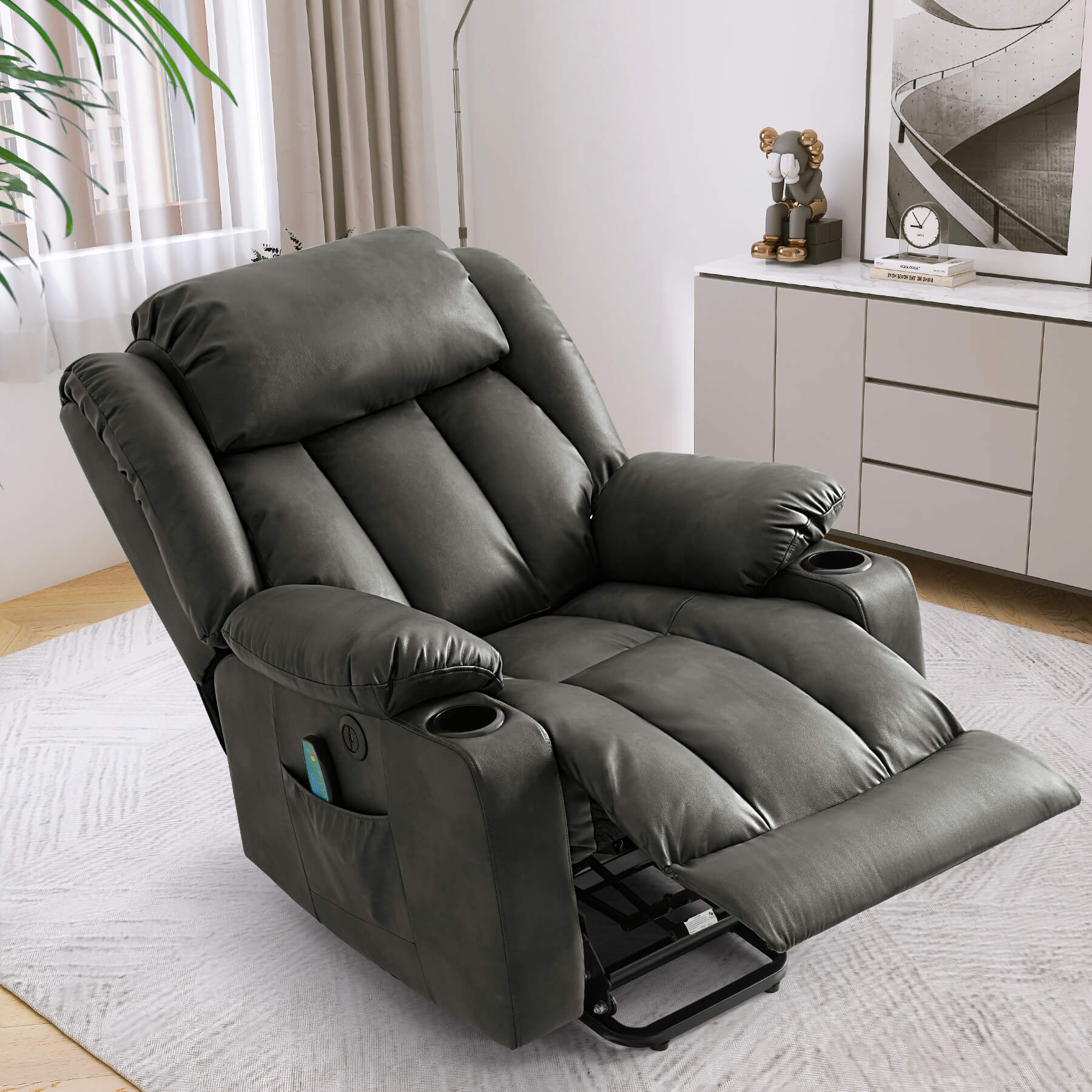 Luxury Power Lift Recliner Chair with Vibration Massage and Heating, Grey - Image 11