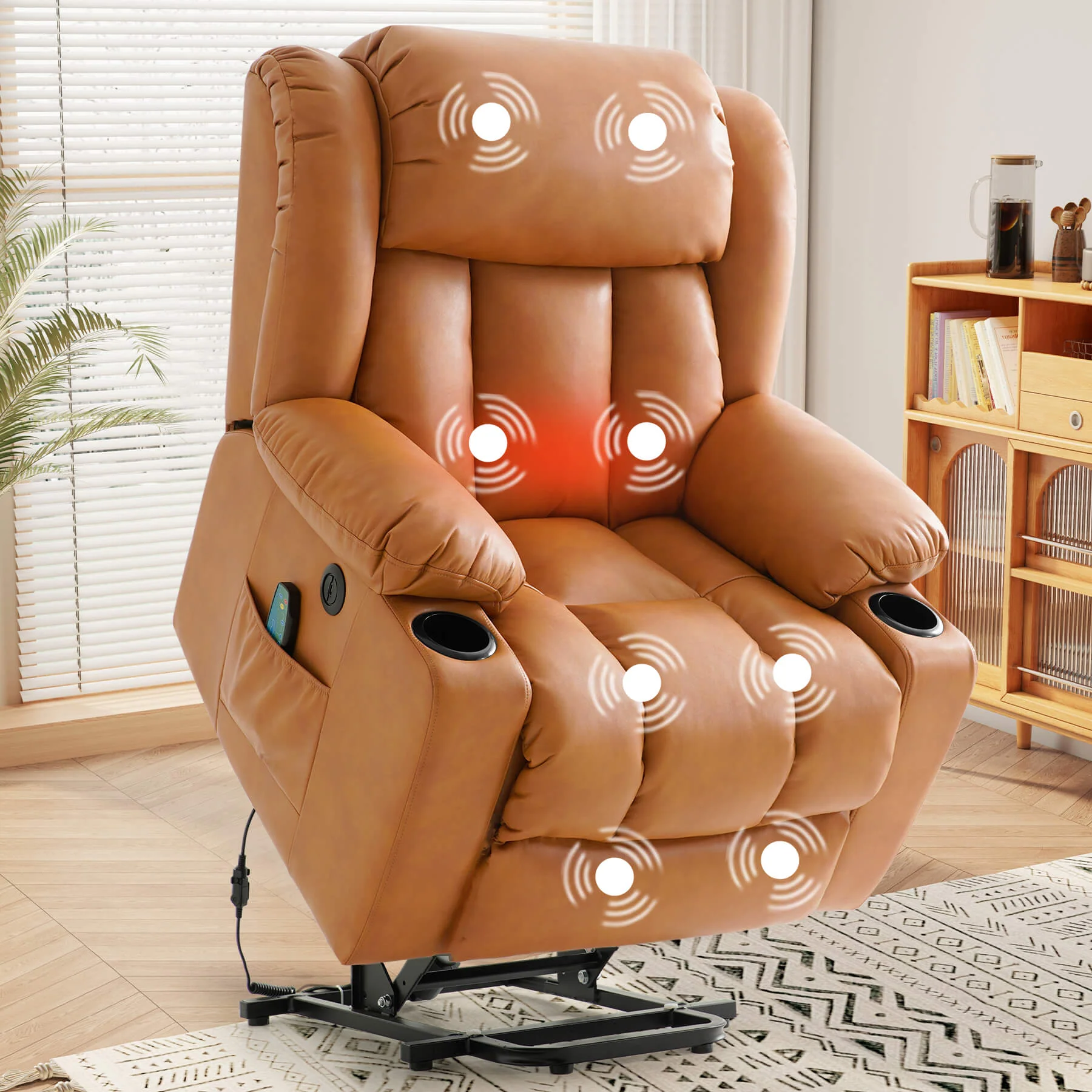 Luxury Power Lift Recliner Chair with Vibration Massage and Heating, with Cup Holders - Image 13