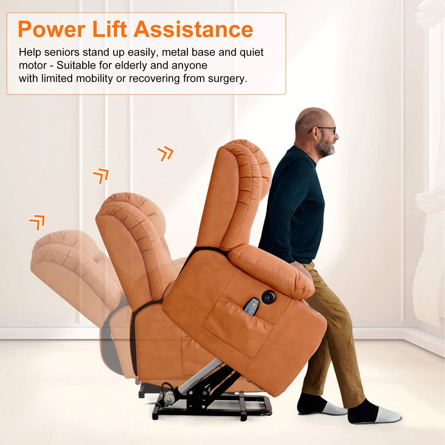 Luxury Power Lift Recliner Chair with Vibration Massage and Heating, with Cup Holders - Image 14