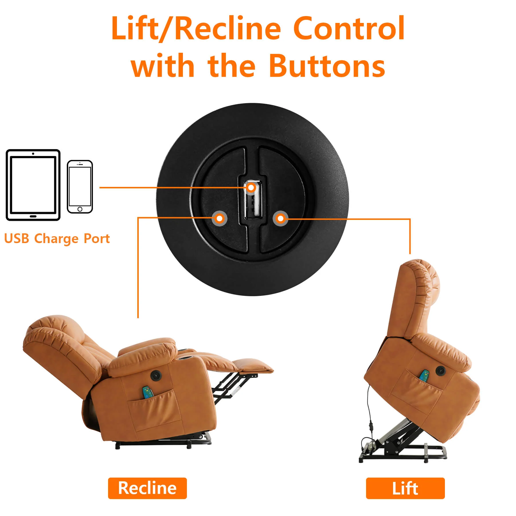 Luxury Power Lift Recliner Chair with Vibration Massage and Heating, with Cup Holders - Image 18