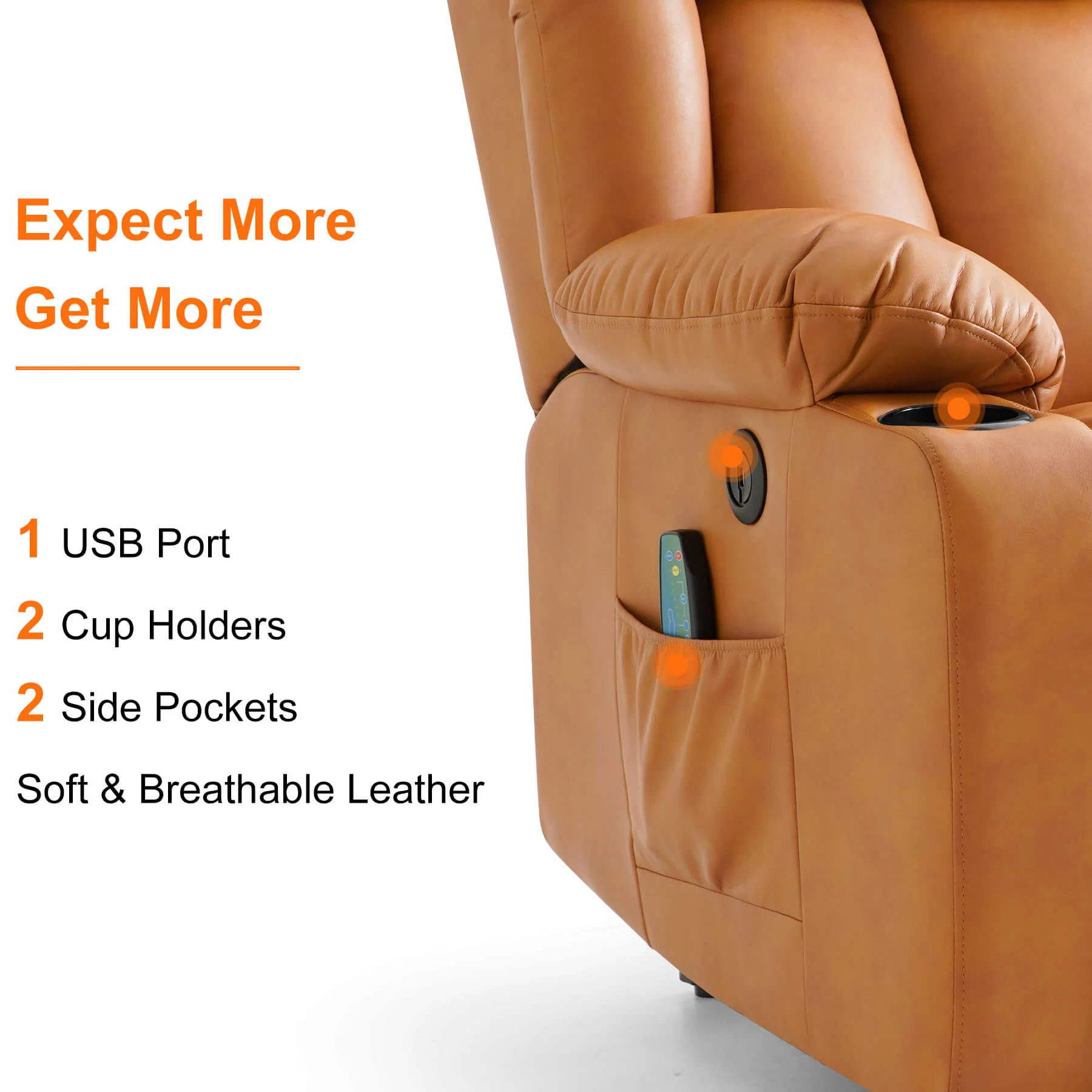 Luxury Power Lift Recliner Chair with Vibration Massage and Heating, with Cup Holders - Image 19