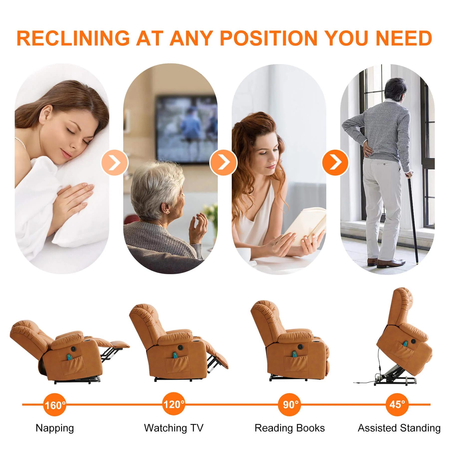 Luxury Power Lift Recliner Chair with Vibration Massage and Heating, with Cup Holders - Image 21