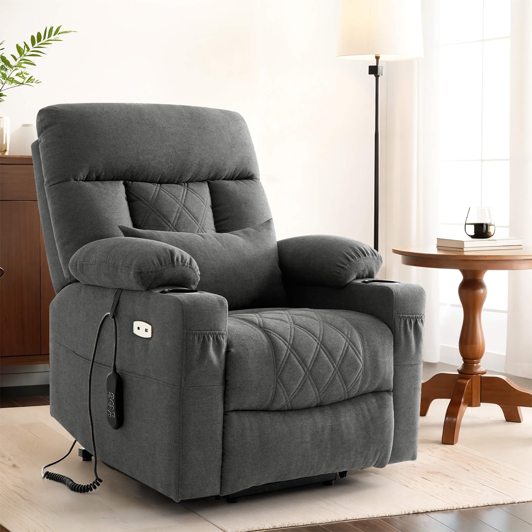 Triple Motor Infinite Position Power Lift Recliner Chair with Adjustable Headrest, Massage & Heat, with Cup Holders - Image 21