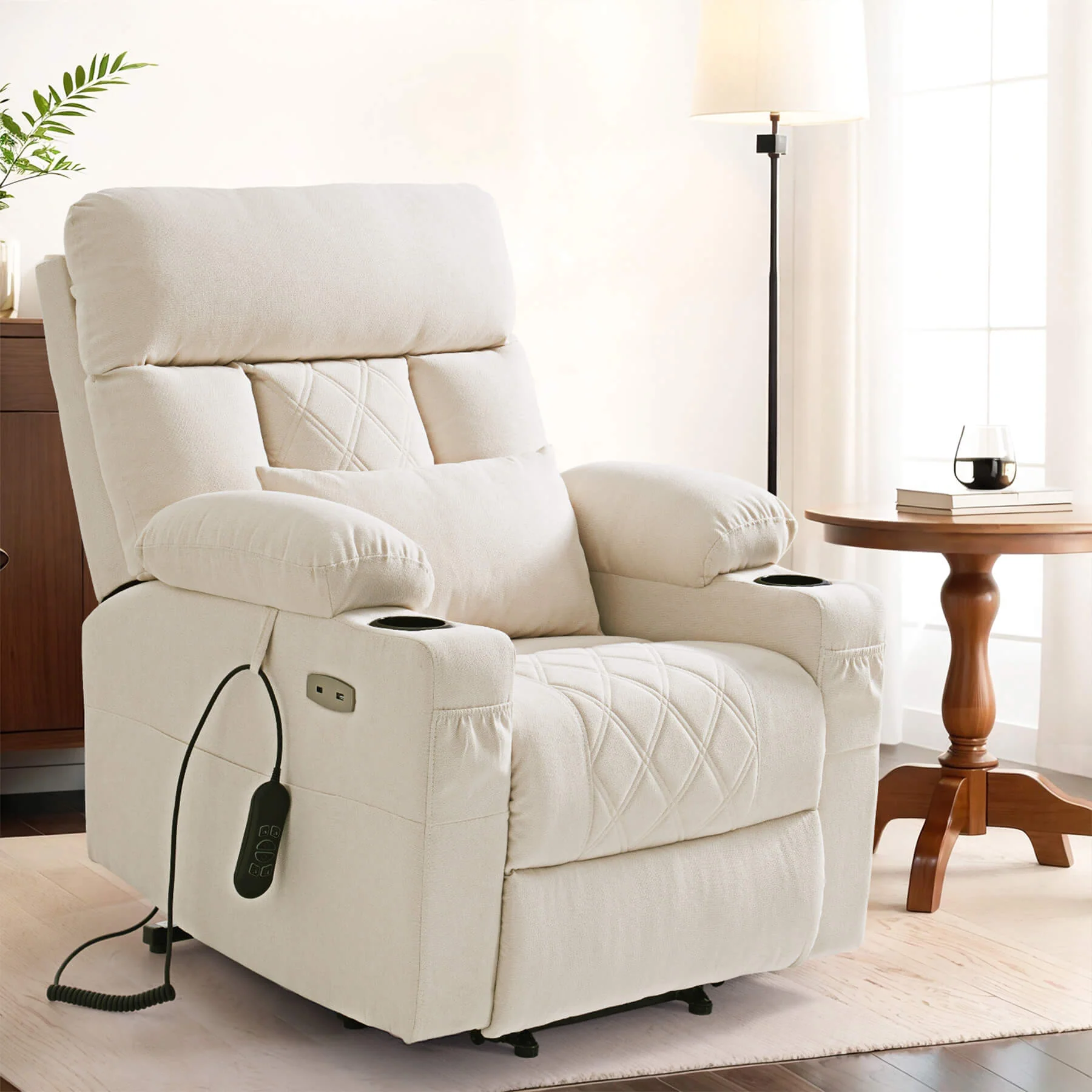 Triple Motor Infinite Position Power Lift Recliner Chair with Adjustable Headrest, Massage & Heat, with Cup Holders - Image 31
