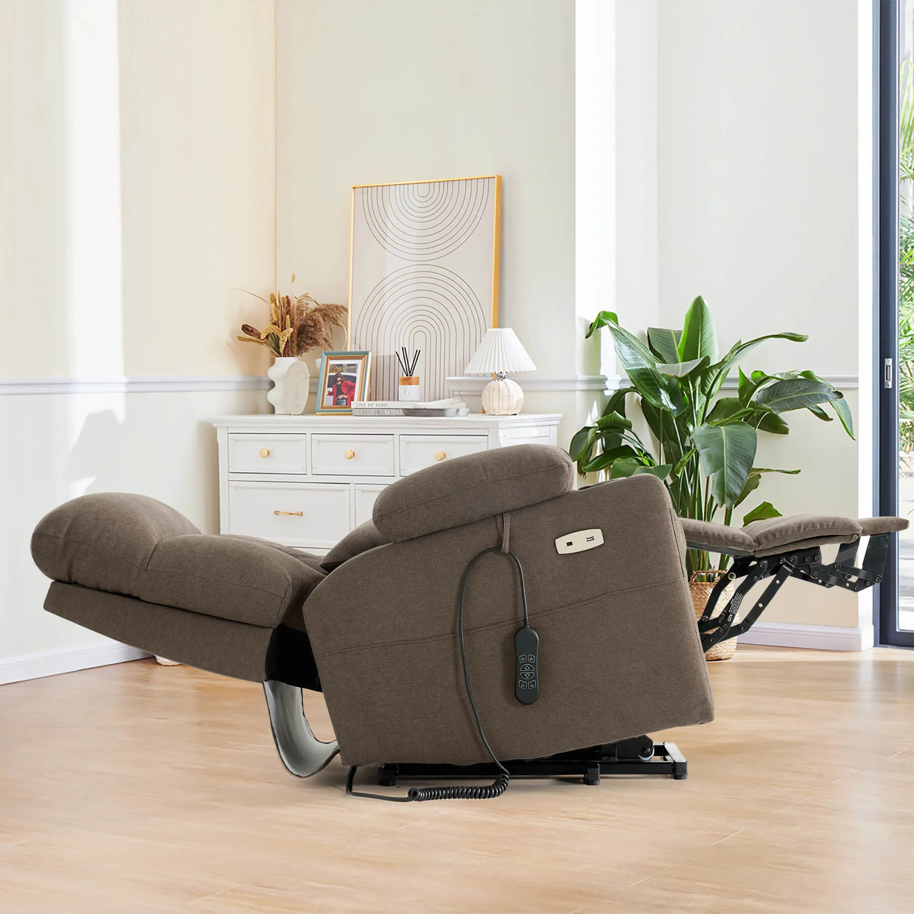 Triple Motor Infinite Position Power Lift Recliner Chair with Adjustable Headrest, Massage & Heat, with Cup Holders - Image 4