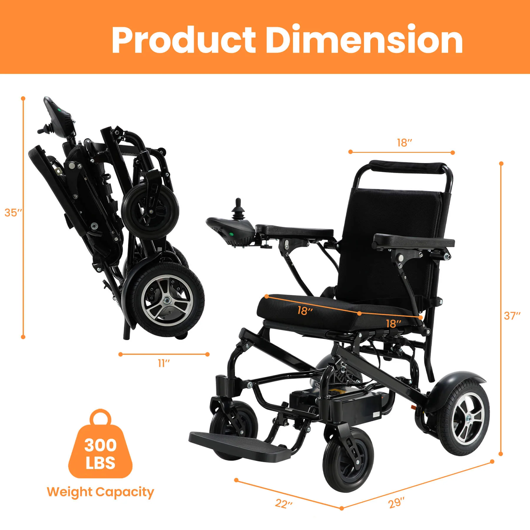 Electric Wheelchair for Adults and Disabled, 25 Miles Range, Ultralight 44LBS, Foldable for Travel, All Terrain - Image 10