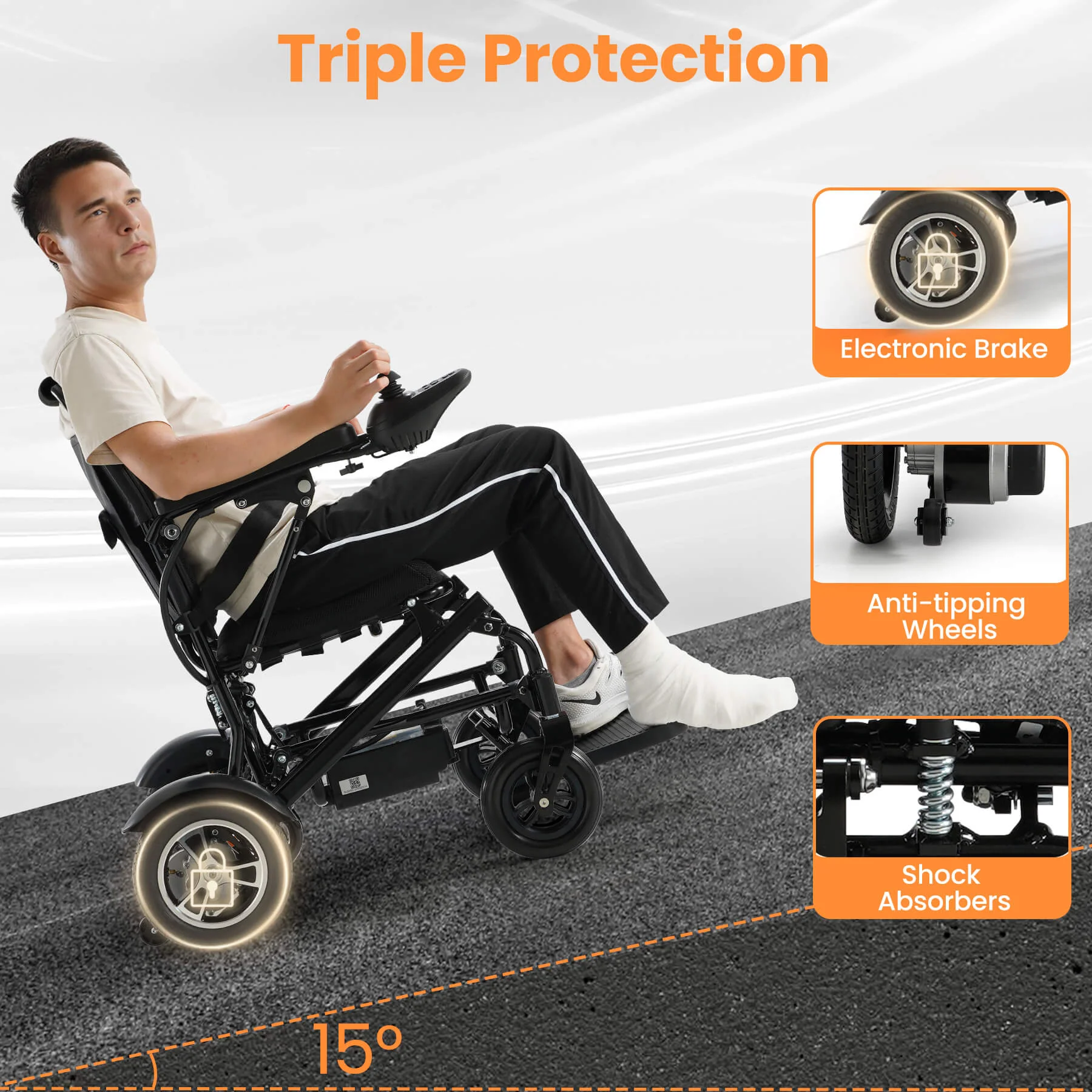 Electric Wheelchair for Adults and Disabled, 25 Miles Range, Ultralight 44LBS, Foldable for Travel, All Terrain - Image 5