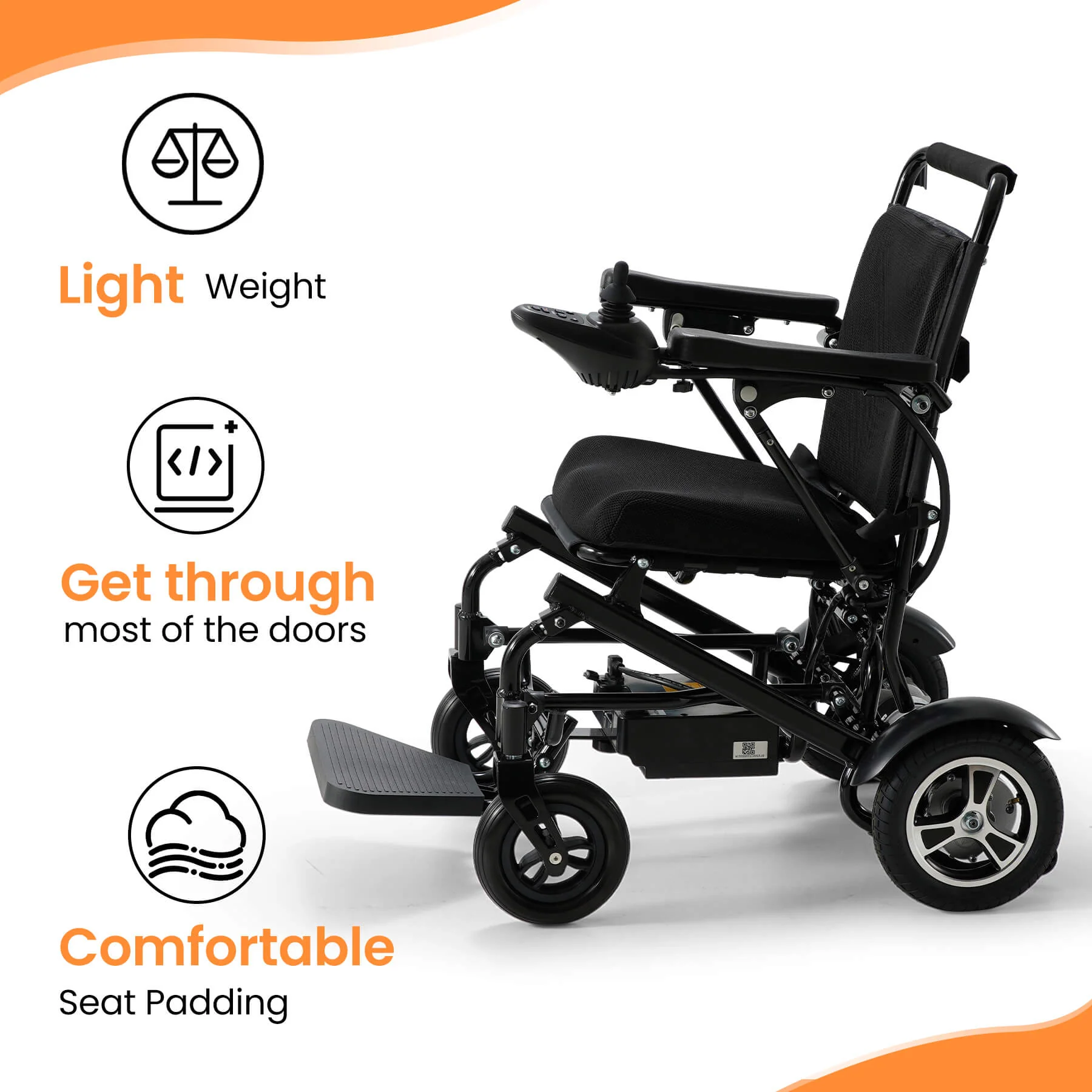 Electric Wheelchair for Adults and Disabled, 25 Miles Range, Ultralight 44LBS, Foldable for Travel, All Terrain - Image 6
