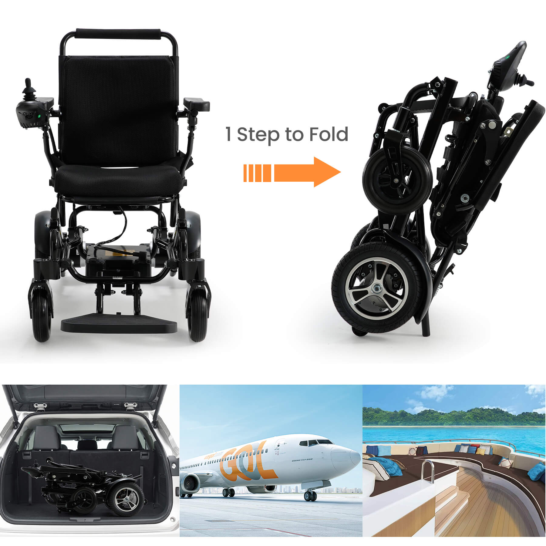 Electric Wheelchair for Adults and Disabled, 25 Miles Range, Ultralight 44LBS, Foldable for Travel, All Terrain - Image 7