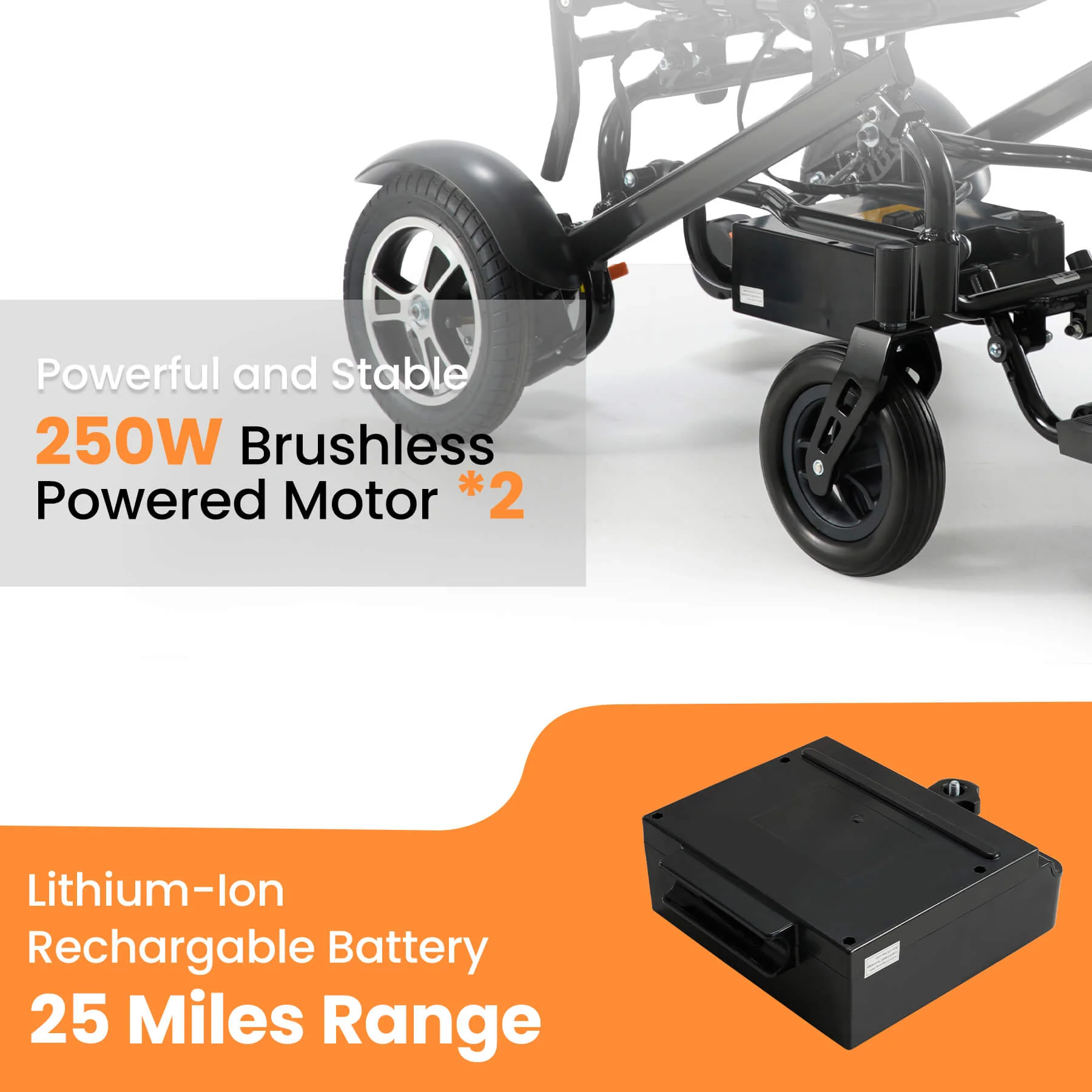 Electric Wheelchair for Adults and Disabled, 25 Miles Range, Ultralight 44LBS, Foldable for Travel, All Terrain - Image 9