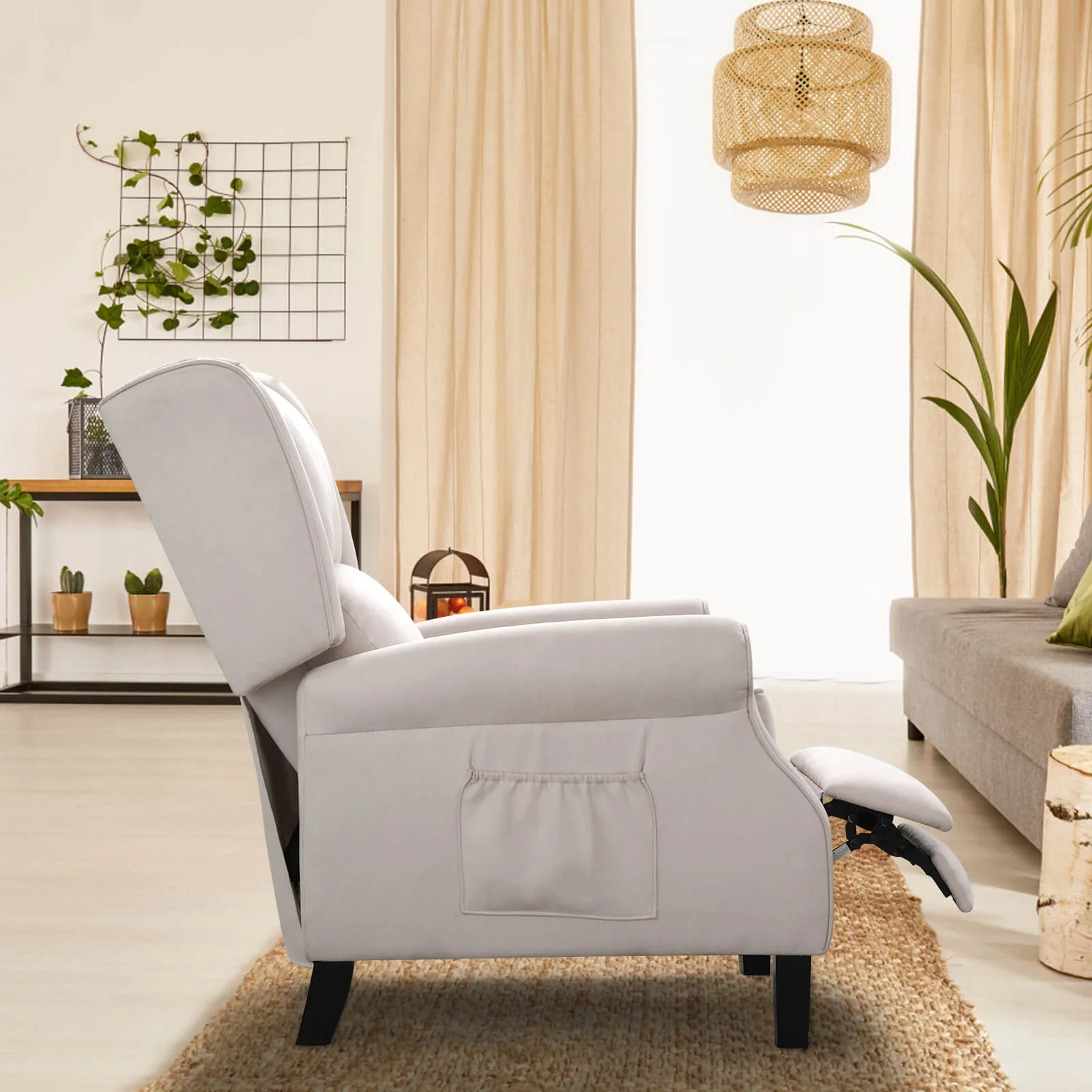 Wingback Recliner Chair with Heating and Vibrating Massage, Fabric - Image 8