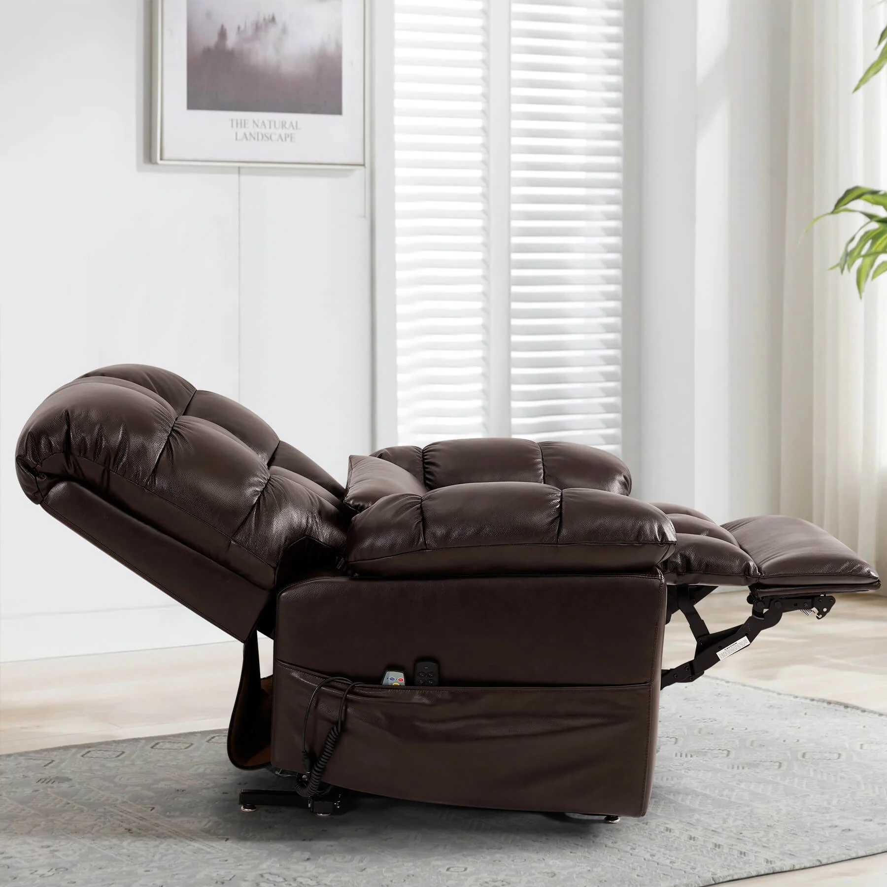 Zero Gravity Infinite Position Power Lift Recliner Chair W/ Massage and Heating, Triple Motor, Genuine Leather - Image 11