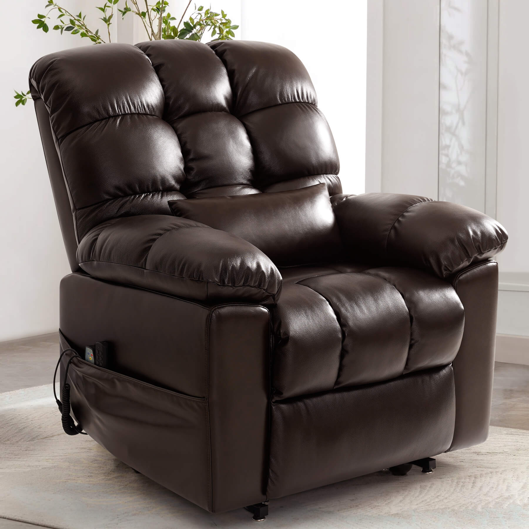 Zero Gravity Infinite Position Power Lift Recliner Chair W/ Massage and Heating, Triple Motor, Genuine Leather - Image 12